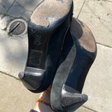 Black Suede French Pumps - Size 7