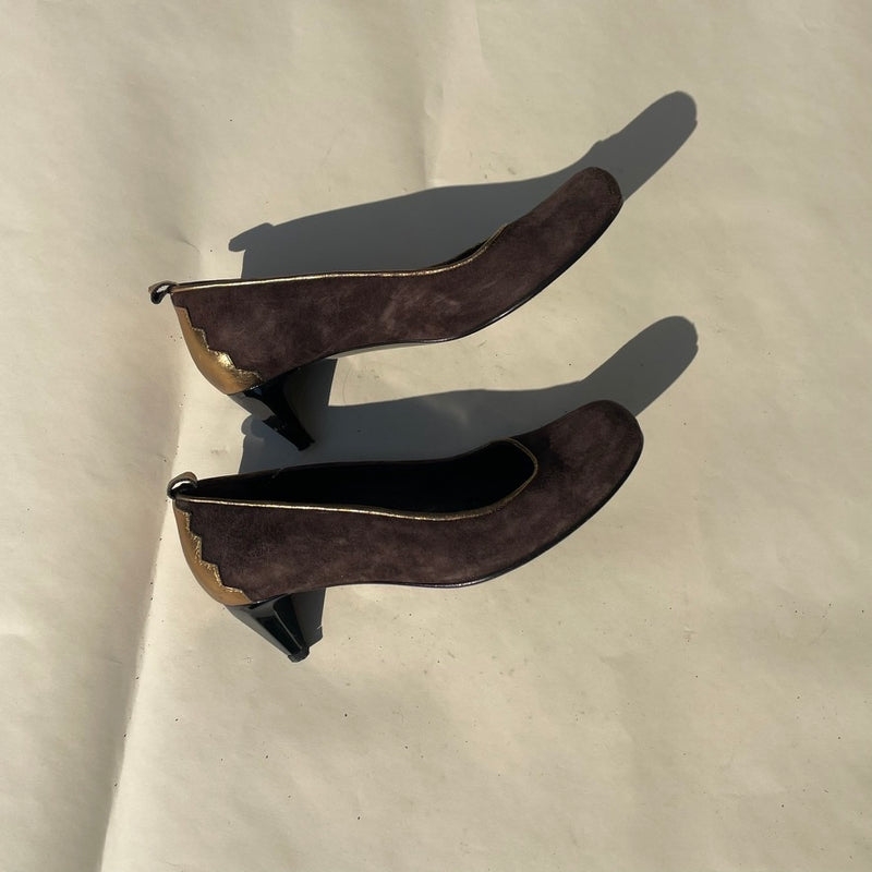 Brown Suede French Pumps - Size 37