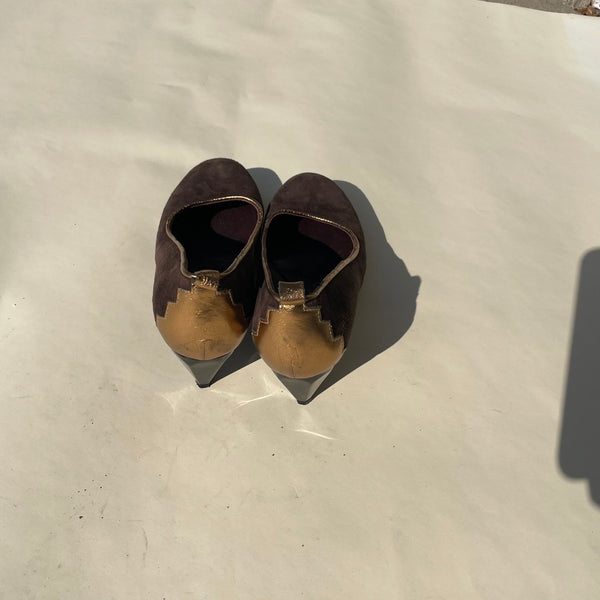 Brown Suede French Pumps - Size 37