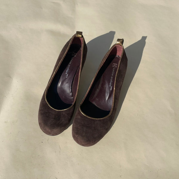 Brown Suede French Pumps - Size 37