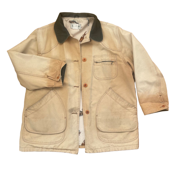 LL Bean Vintage Chore Coat with Duck Print Lining