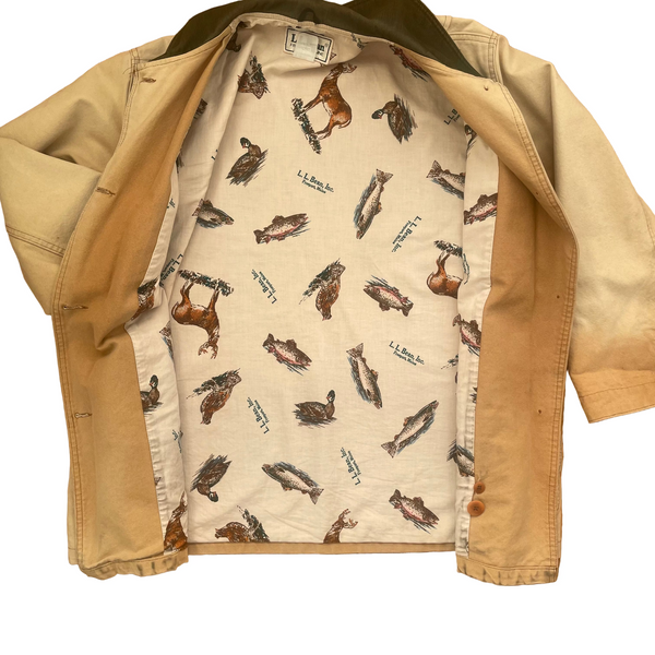 LL Bean Vintage Chore Coat with Duck Print Lining