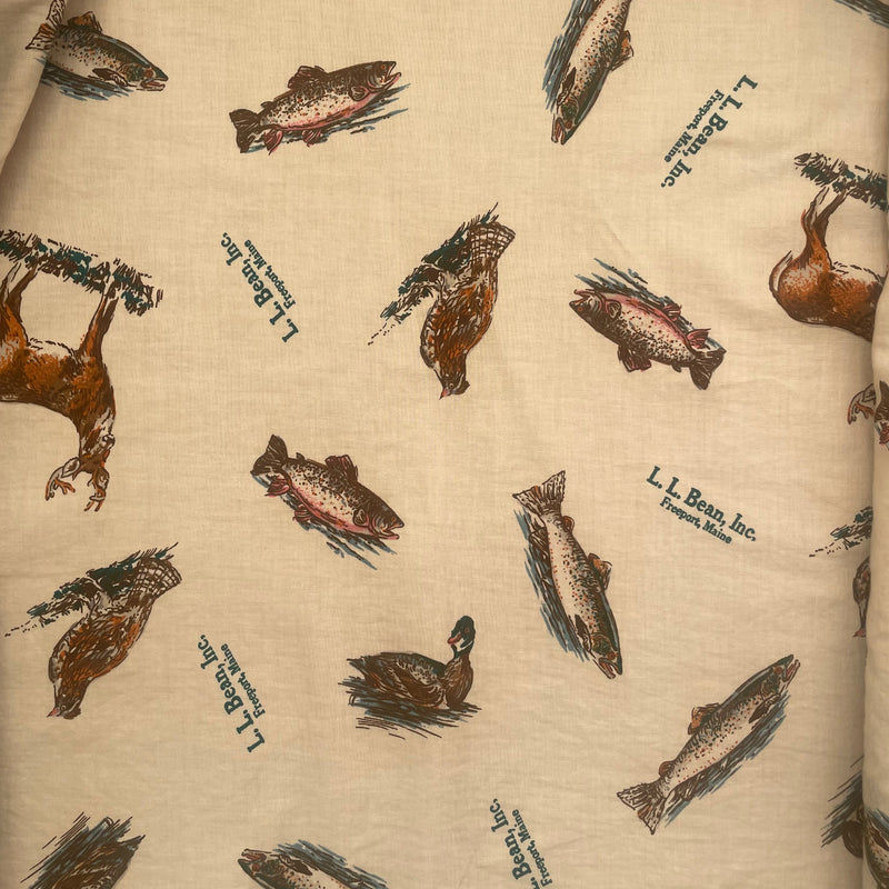 LL Bean Vintage Chore Coat with Duck Print Lining