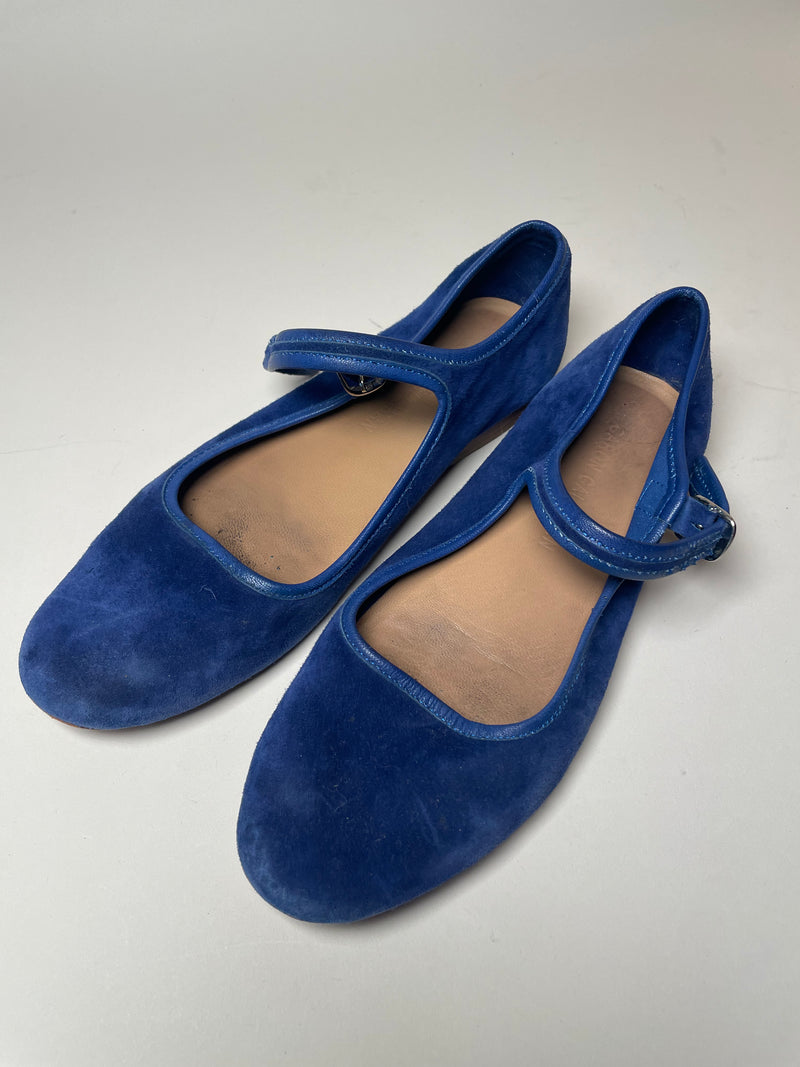 Caron Callahan Blue Suede Mary Janes - Size 7